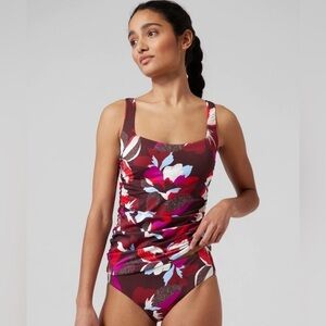 NWT! NWT! Athleta Hero Bloom Decadent Chocolate Square Neck Bra Cup Tankini 🧜‍♀️